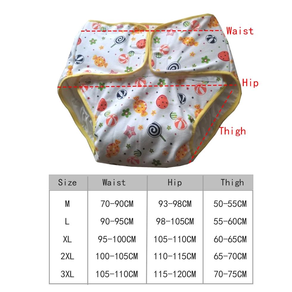 New Style Printed Candy Adult Baby Diaper Nappy Incontionence Waterproof Reusable Adult DDLG Trainning Pant Age Role Play