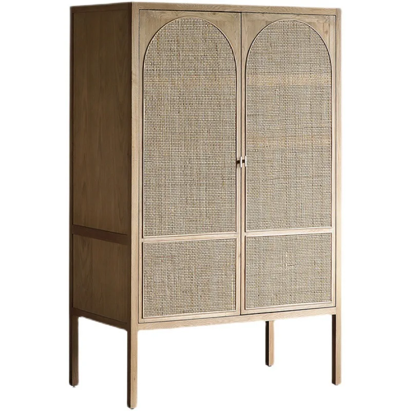 

Homestay home storage cabinet designer wabi-sabi style double-door wardrobe