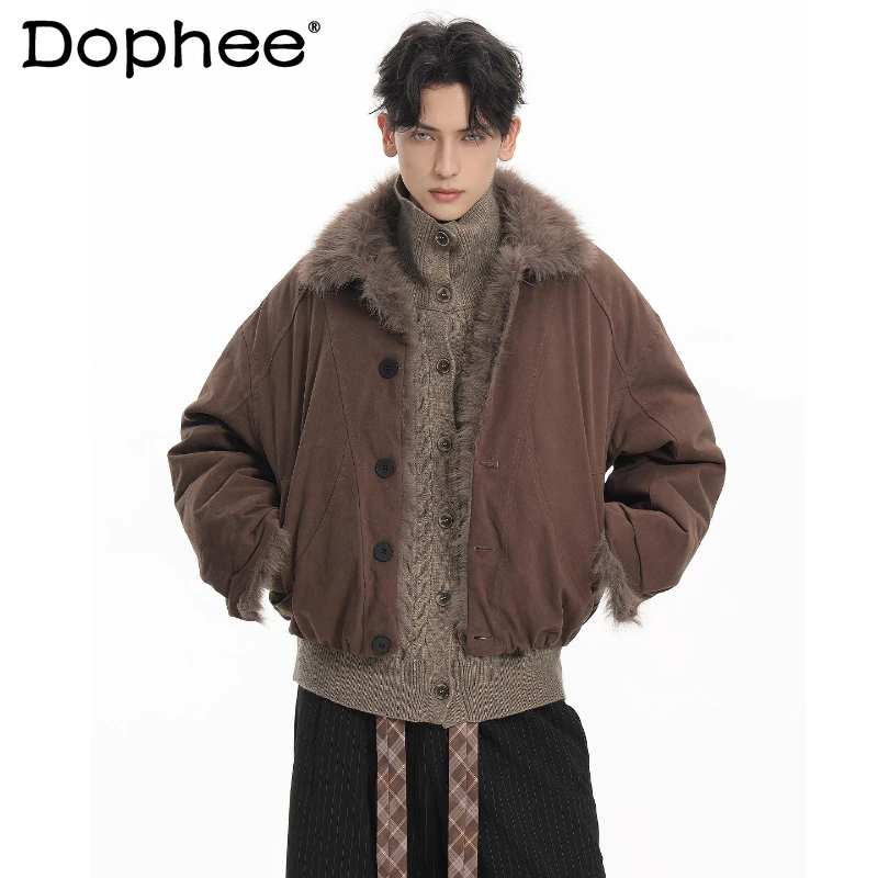 

Men's 2025 Winter New Parkas Men's Stylish High-End Warm Solid Color Parkas Male Handsome Long Sleeve Trendy Loose Comfort Coats