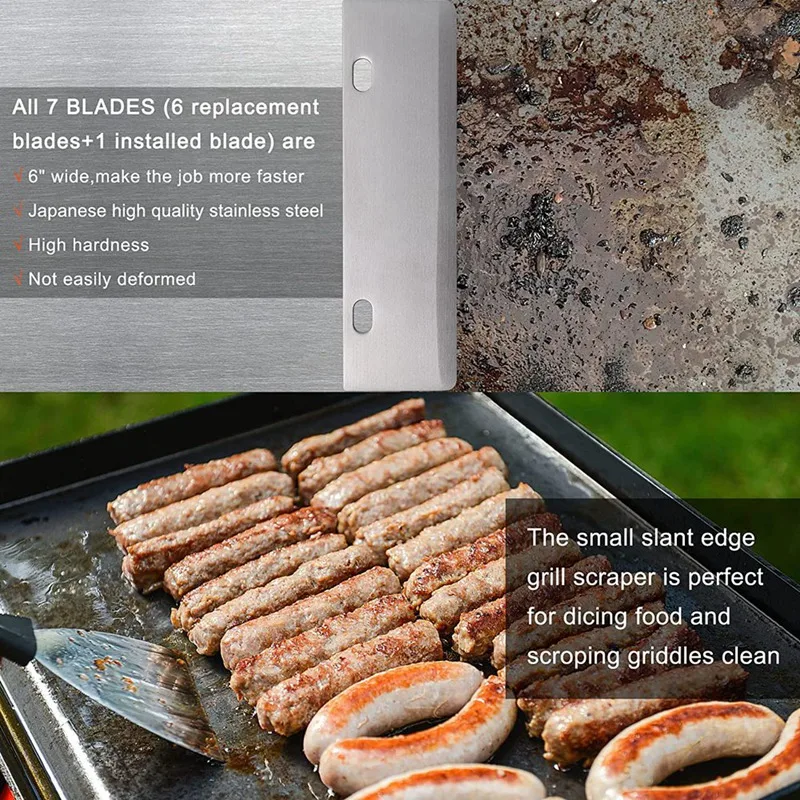 Pengeruk pemanggang dengan pisau dan pengikis tepi miring kecil, aksesori pemanggang atas datar aluminium cor tugas berat