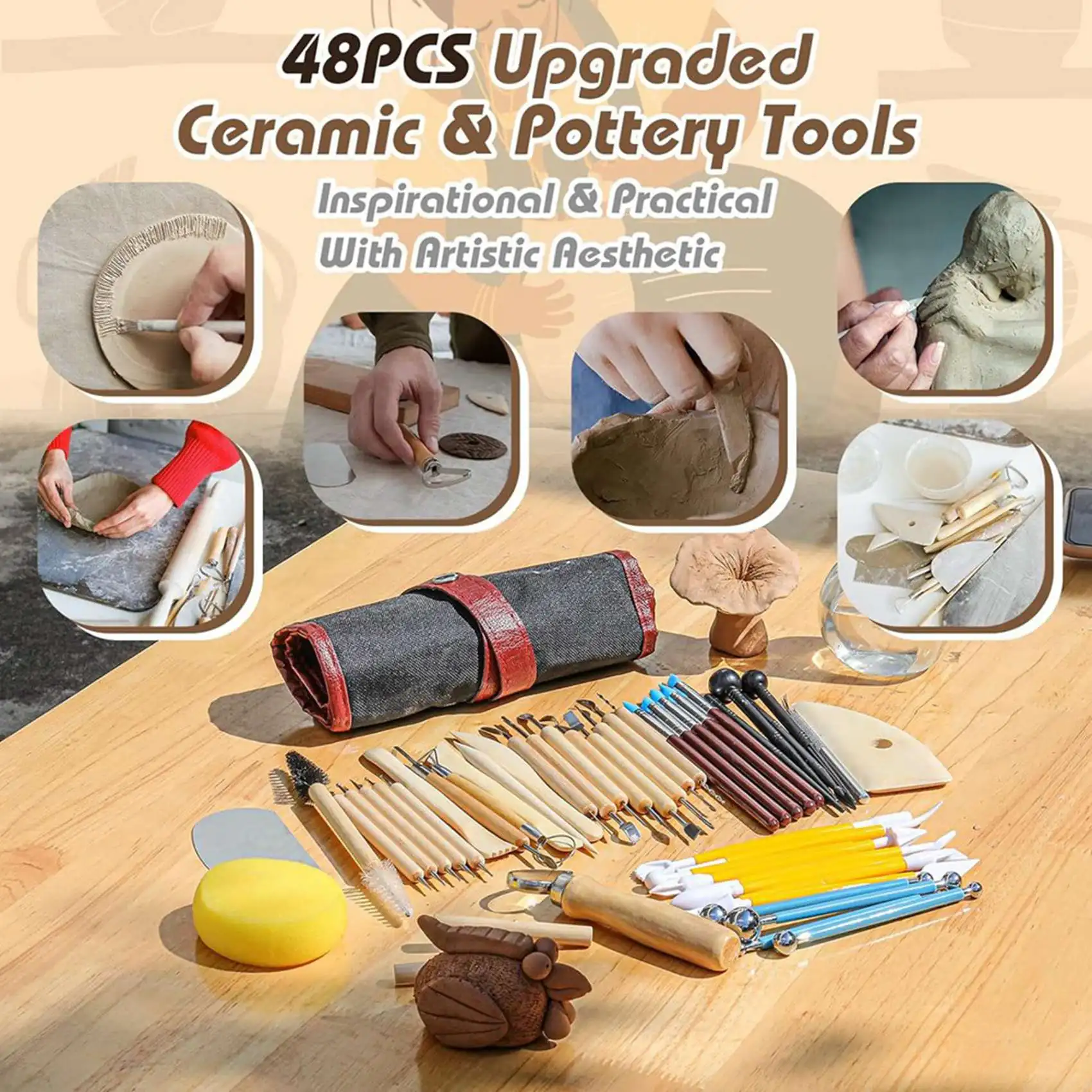 My Home 2X Pottery Tools For Sculpting,Clay Tool Kit For Carving, Tool Set For Modeling,Ceramics Tools Kits