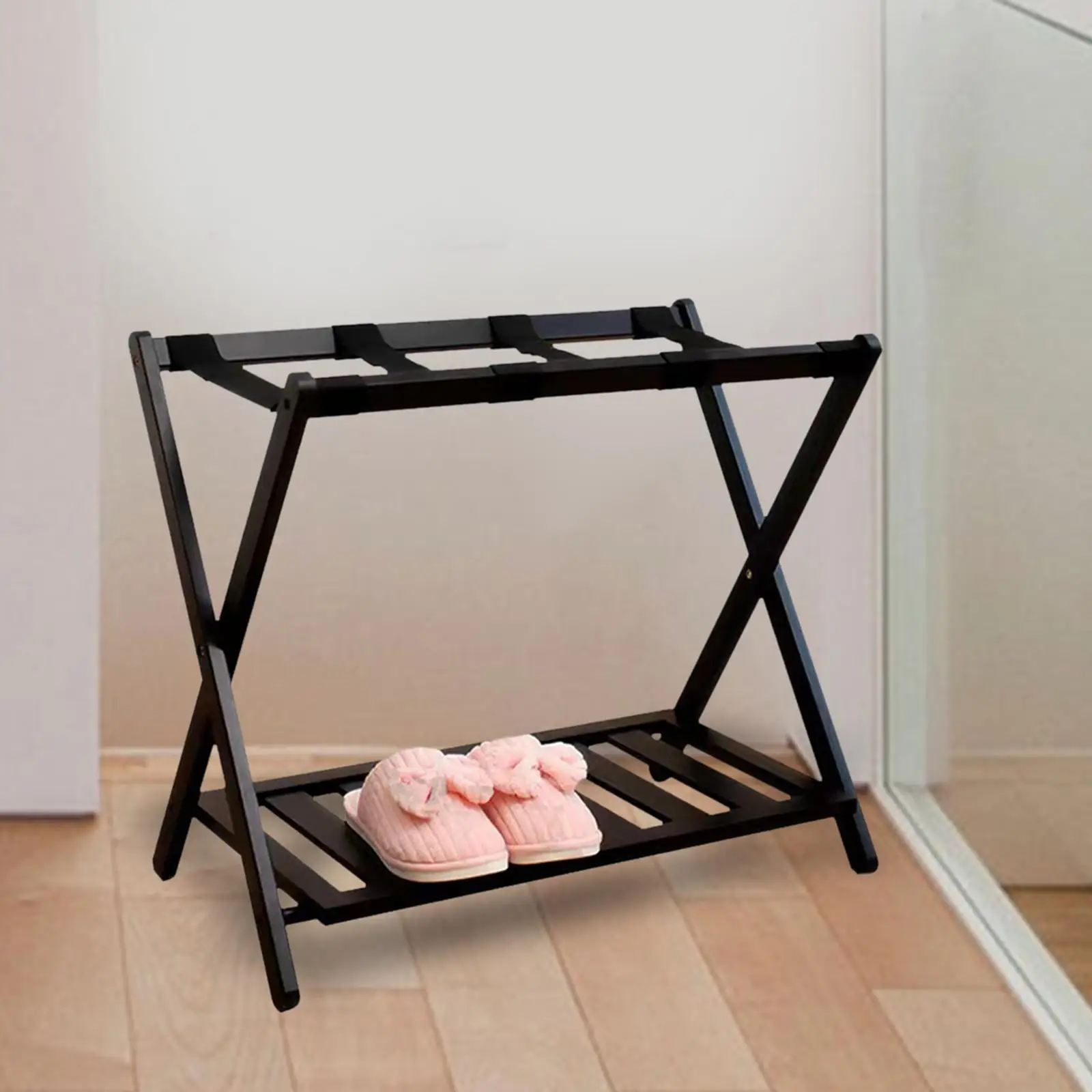 Foldable Luggage Rack Floor Standing Luggage Storage Holder Travel Suitcase Organizer Holder Suitcase Stand for Furniture Hotel