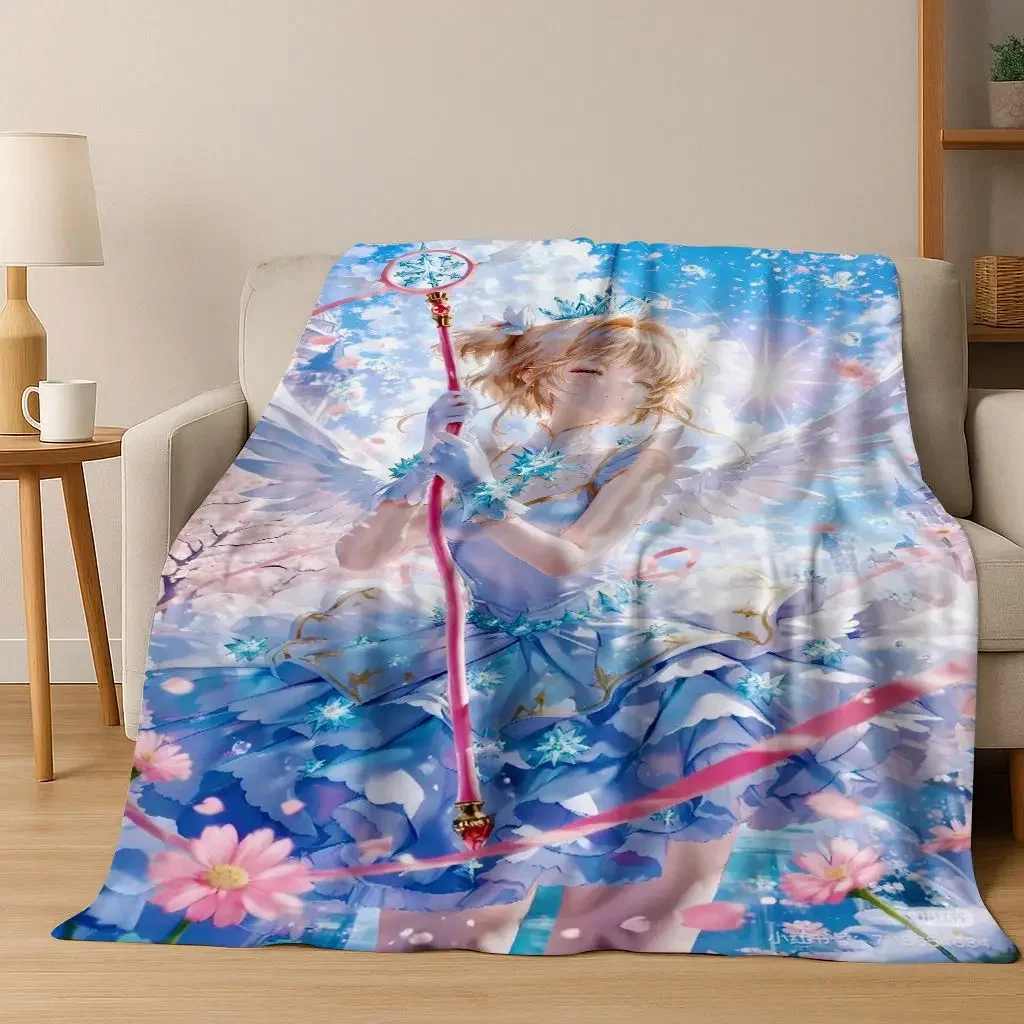 

Уютное фланелевое одеяло с рисунком карты Captor Sakura в стиле аниме для спальни, чехол на диван, мягкое клетчатое одеяло для детей и взрослых