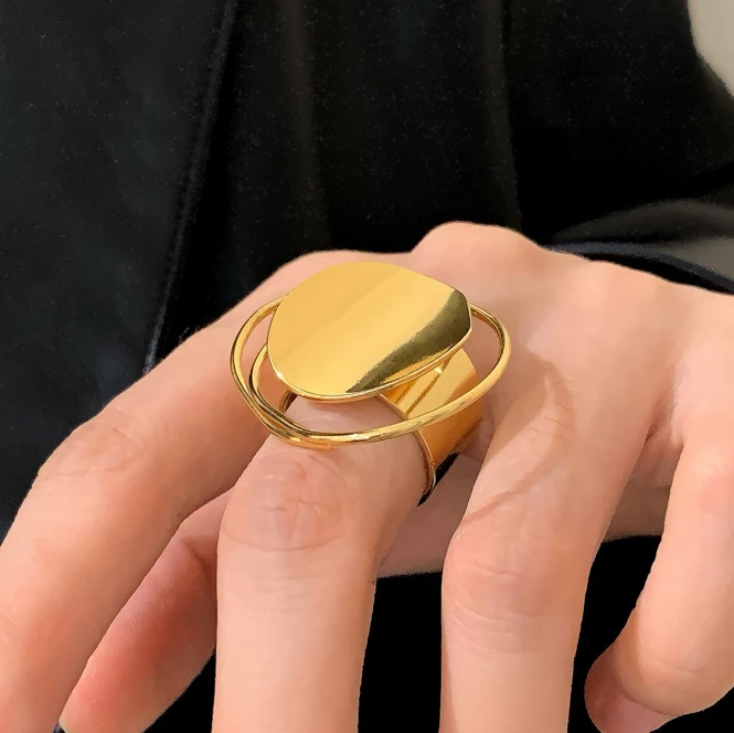 PONYKISS الفضة تصفيح مبالغ فيه جولة افتتاح خواتم للنساء الحد الأدنى الأزياء والمجوهرات العصرية شخصية الملحقات