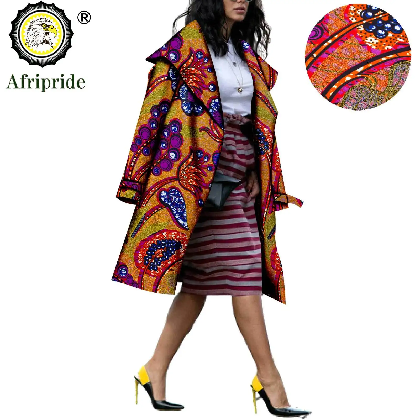 African Ethnic Print Long Coat Women Overcoat Autumn Outwear Plus Size Womens Clothes Boho Oversized Trench Coats S2024012