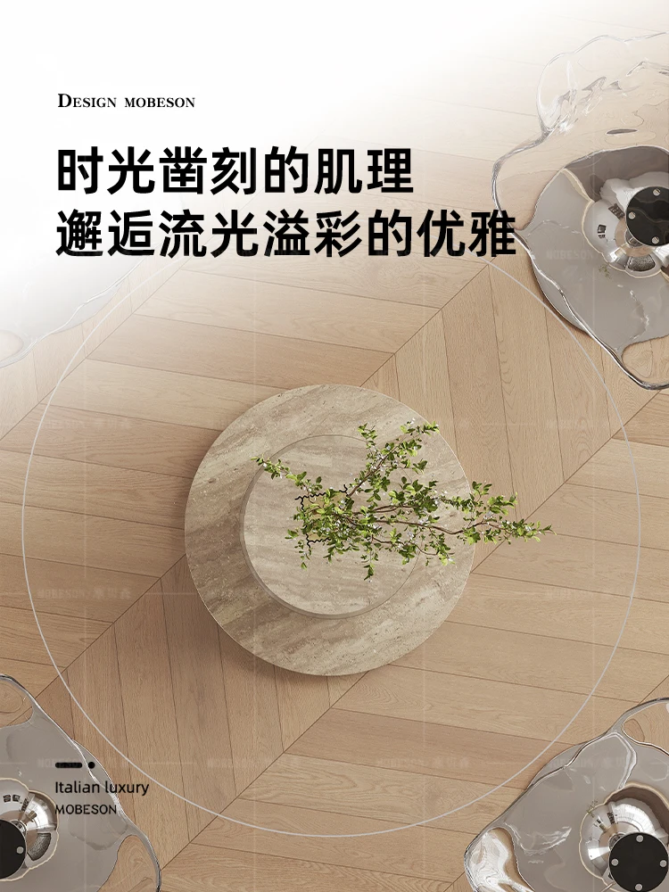 Stunned wind design, high-end glass dining table and chair combination household small apartment round