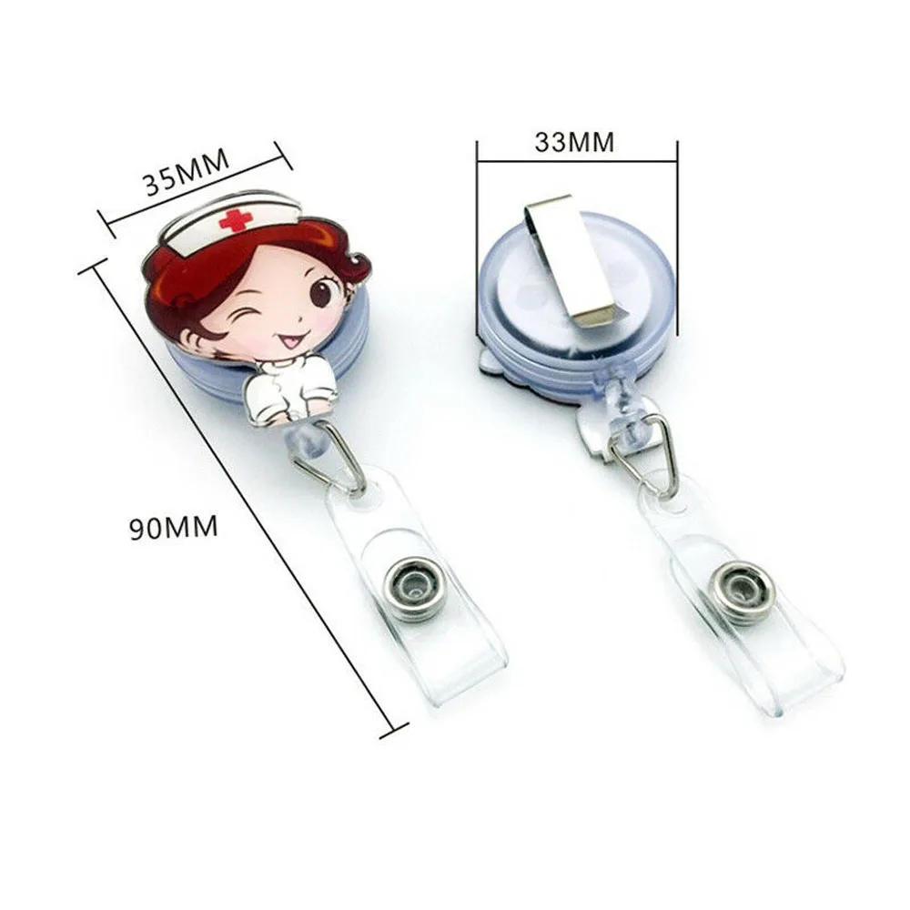 1PC Cartoon Badge Reel ID Name Card Retractable Clips Badge Holder Clip Name Card Holder Card Holder Clip Office Supplies