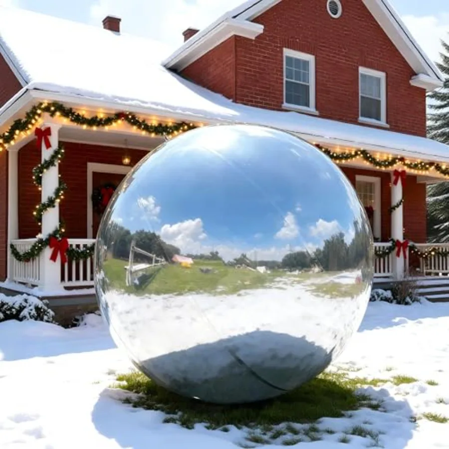 

Silver Inflatable Mirror Ball 31.5in Large Shinny PVC Disco Ball for Event Party Concert Stage Wedding Decoration Reusable With