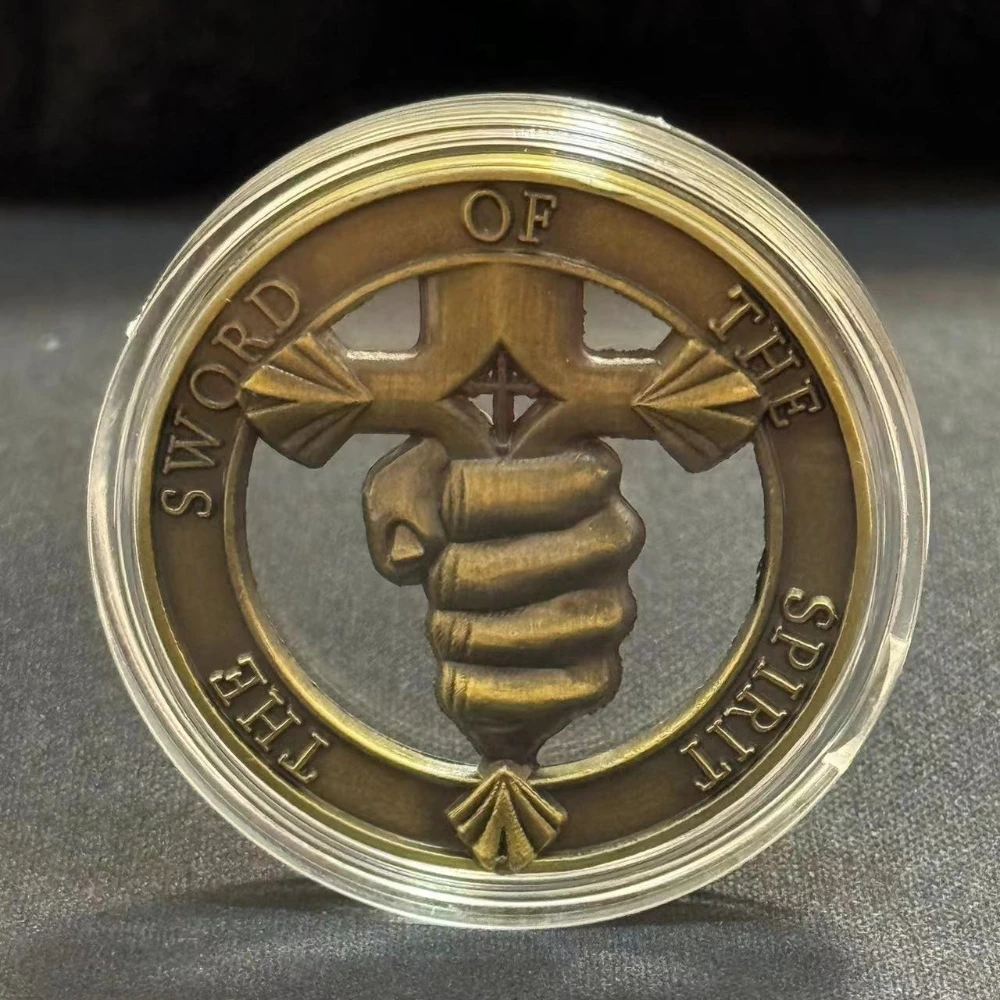 سيف الروح ثقب العملات المطلية بالبرونز التي تدريب يدويًا للعملة التذكارية للحرب #5