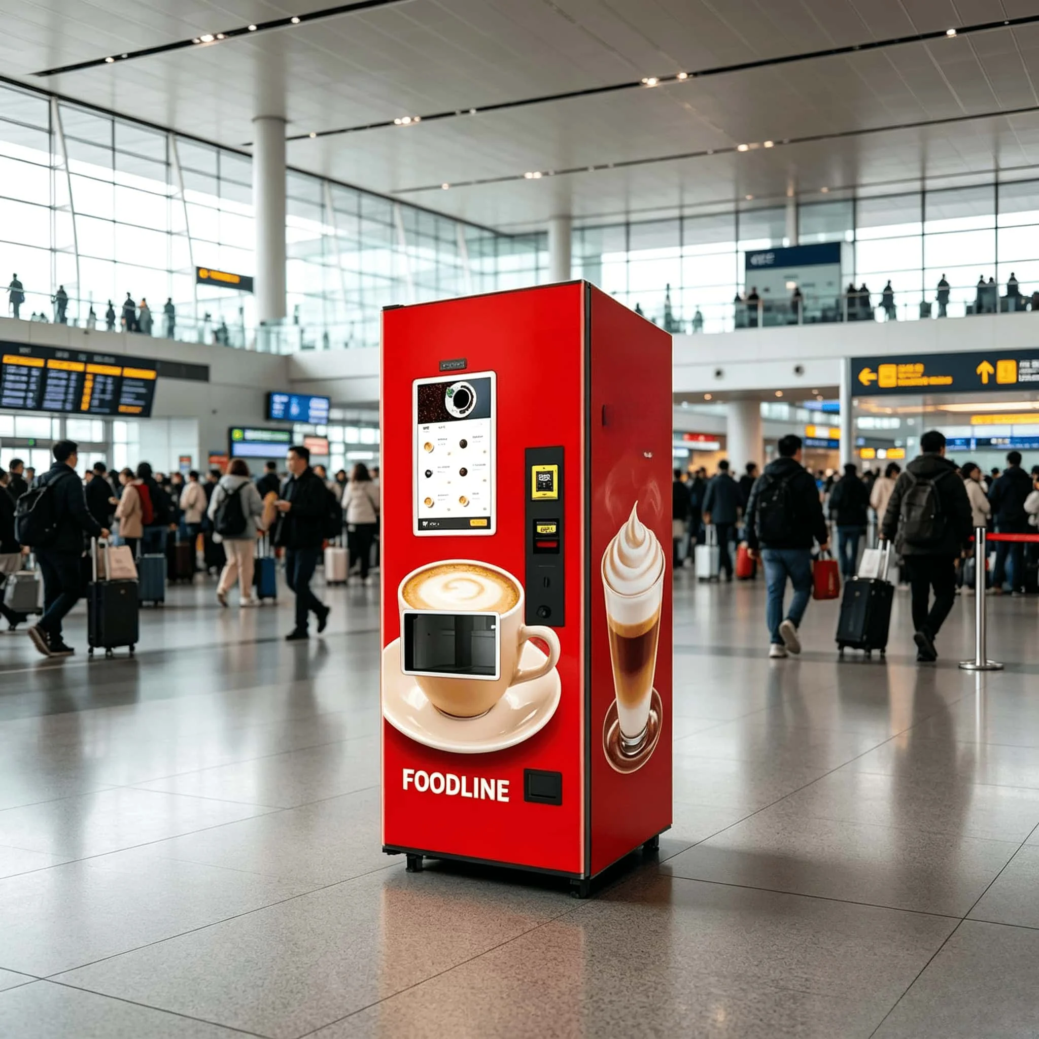 FOODLINE Shopping Mall Coffee Vending Machine HD Touch Screen Multi Coffee Flavor Large Capacity Beverage Kiosk