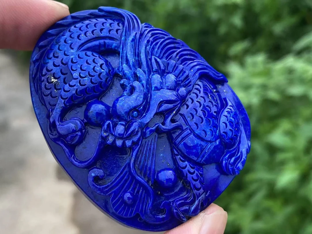 Natural Blue Lapis Lazuli Pendant Necklace Dragon 65.8*513*15mm Women Men Beads Jewelry Gemstone AAAAAA