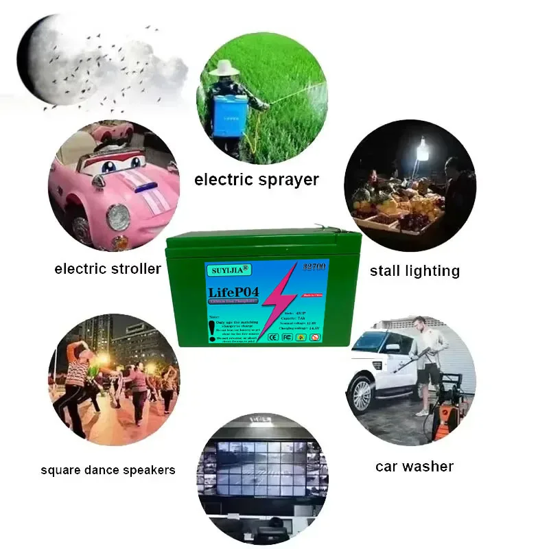 12.8V 32700 7Ah Lifep04 Battery for Sprayer Kids Electric Toy Car Scale Access Control + Charger