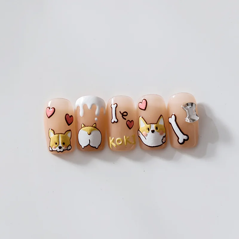 Cute Cookie Koki Dog Heart Bone Figures Adhesive Nail Art Stickers Slider Manicure Designs Supplies Decorations 5D