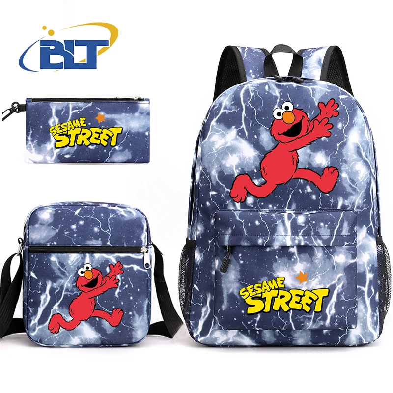 MINISO Sesame Street printed student school bag set children's pencil case shoulder bag backpack three-piece set