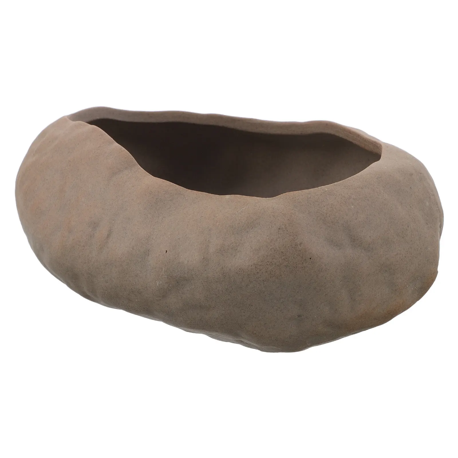 Ceramic Decorative Rock Shaped Flower Pot Simulated Stone Planter for Succulents Bonsai Tabletop Fountain Desktop Shelf Modern