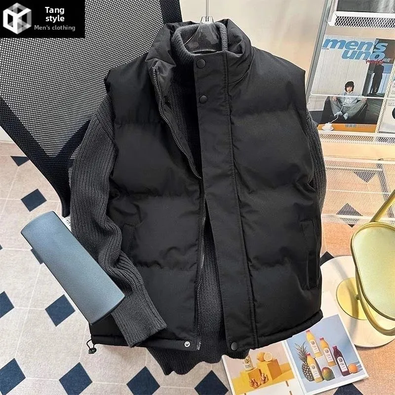 

Мужской пуховый хлопковый жилет с воротником-стойкой, рабочая одежда, дэт, осень-зима, модная верхняя одежда для пар, теплая накидка