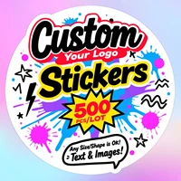 500 Uds. Pegatinas personalizadas y logotipo personalizado, pegatinas para cajas de regalo de cumpleaños y bodas, diseña tus propios pegatinas, pegatinas personalizadas