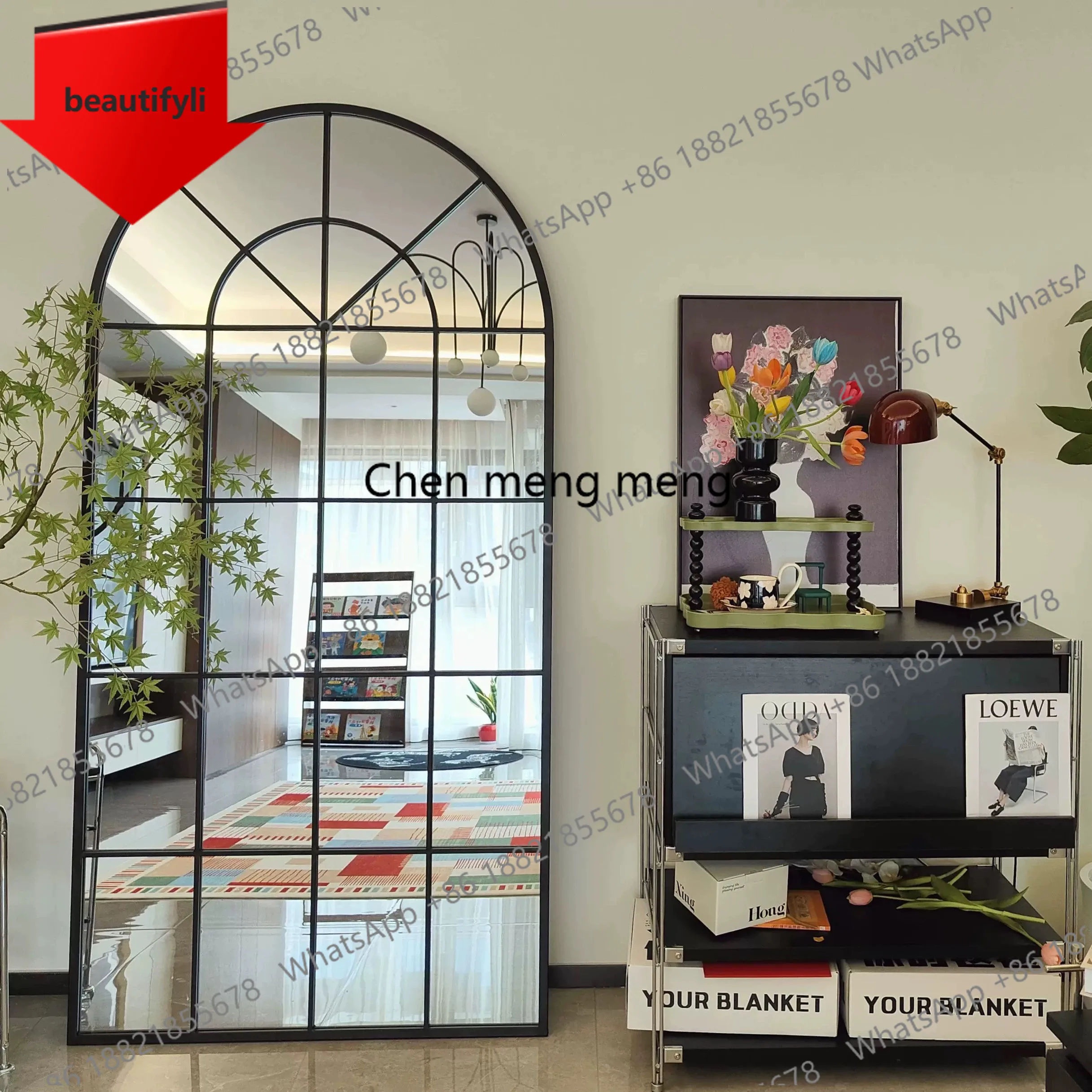 a50 French retro arch full-body mirror household living room wall-mounted full-length mirror entrance mirror clothing store
