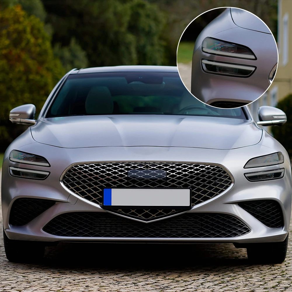 High-Gloss Smoke Black TPU Headlight Protective Film for GENESIS G70 2022-2024 Pre-Cut PPF Anti-Scratch Vinyl Wrap Film Kit