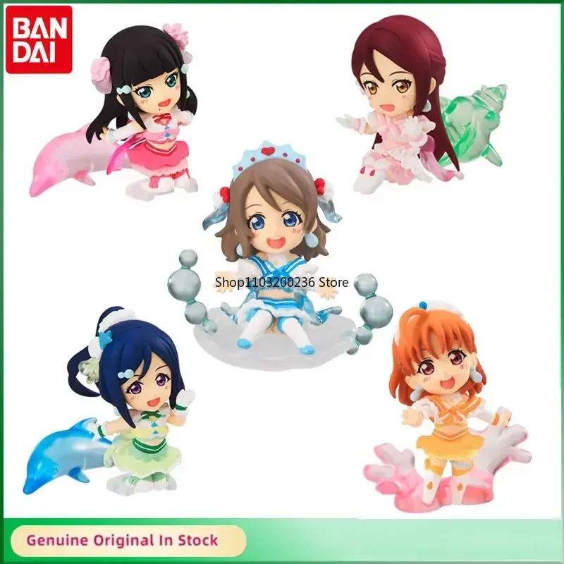 Original BANDAI LoveLive! Sunshine Aqours Gashapon Toy Watanabe You Sakurauchi Riko Kanan Matsuura Kit Mini Action Figures Doll