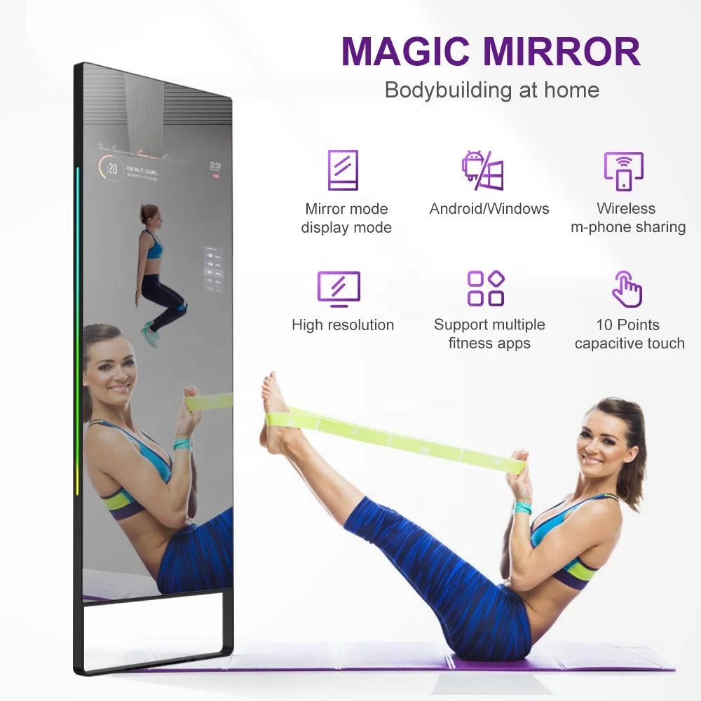 Factory Price Floor Stand Magic Mirror Advertising Screen Interactive Smart Fitness Mirrors