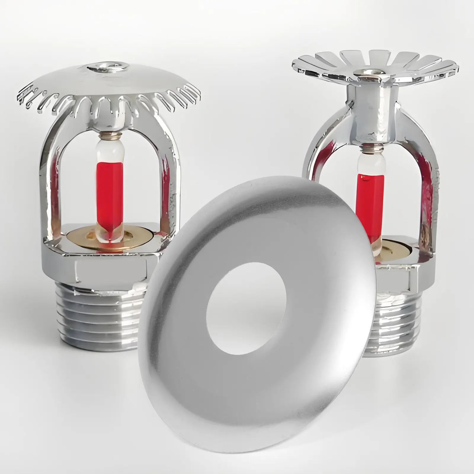 10Pcs Fire Sprinkler Cover Plate Stainless Steel Protective Flange Dual Disc Design Wall Mount Escutcheon Replacement Plate
