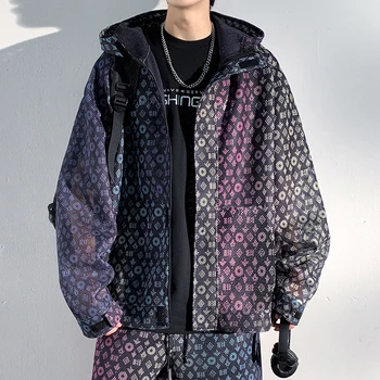 Mr.nut 남성용 자외선 차단 의류, 통기성 할로우 아웃 메쉬 후드 재킷, 느슨한 얇은 겉옷, 맞춤형 남성 스트리트웨어, 여름 