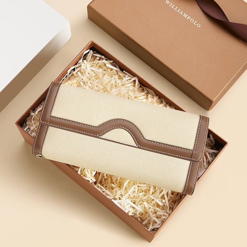 Dompet panjang kasual wanita, tas genggam modis, tas ponsel multifungsi, tas kartu