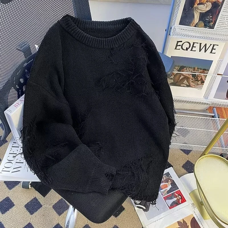 

Loose Fit Men's Knitwear round Ne Sweater Pure Color Large Size 300 Pou Autumn Winter Faionable Teenager Polyester Fiber