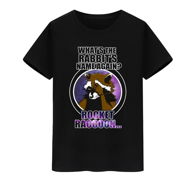Marvel genuino de alta calidad Rocket Raccoon Groot Tree Man impreso manga corta hombres y mujeres cuello redondo Camiseta suelta