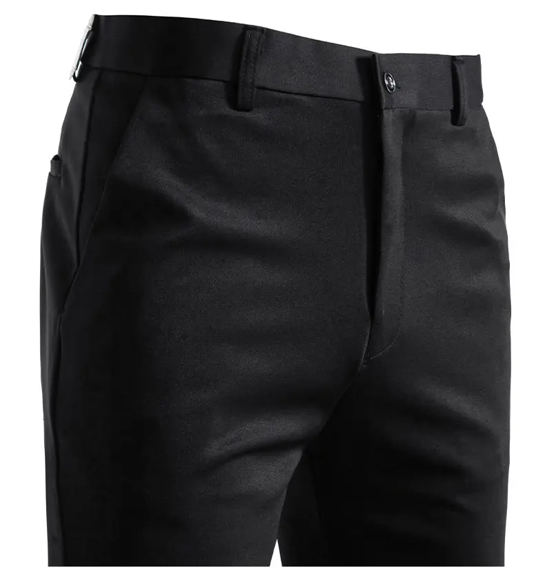 Herren Slim Fit Stickerei Anzughose Elastische Stretch Gerade Lässige Hose Männliche Business Formelle Lange Hose – Detail 6