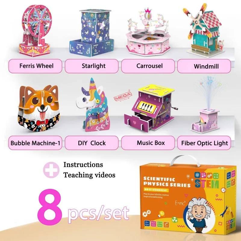 

Science Projects Activity Craft Kits 8in1 STEM Educational Building Kits DIY 3D Puzzles Science Project Model Set for Boys Girls
