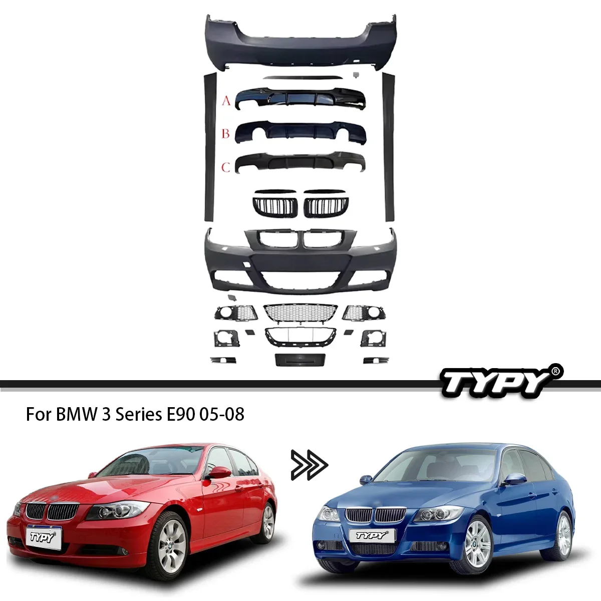 New Body Kit For BMW 3 Series E90 2005-2010 Upgrade Modified To M-Tech Styles Front Rear Bumper Body Kits