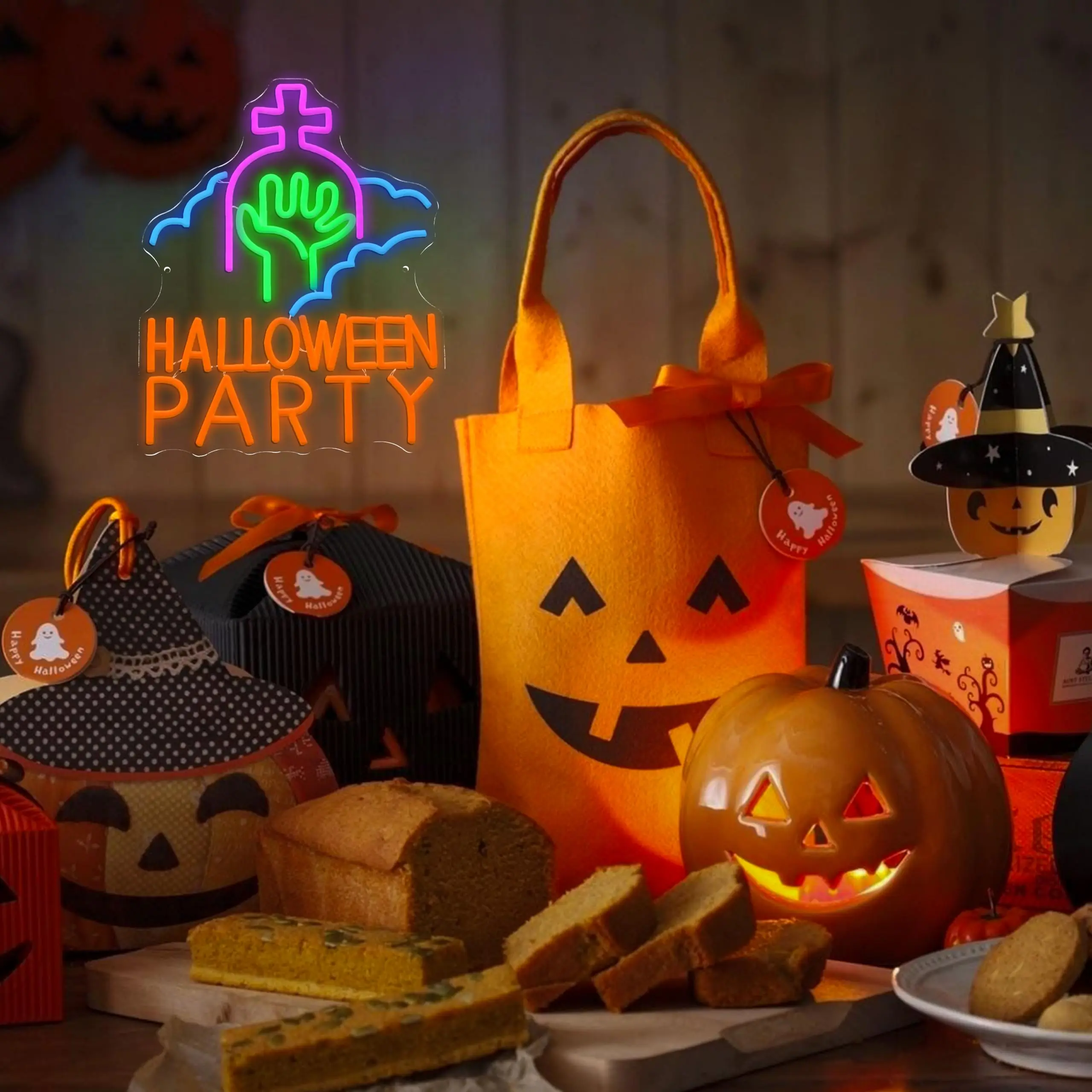 هالوين القوطية علامة مميزة النيون USB بالطاقة تضيء تسجيل جدار ديكور لجميع القديسين حفلة غرفة نوم بار رجل الكهف بيت مخيف