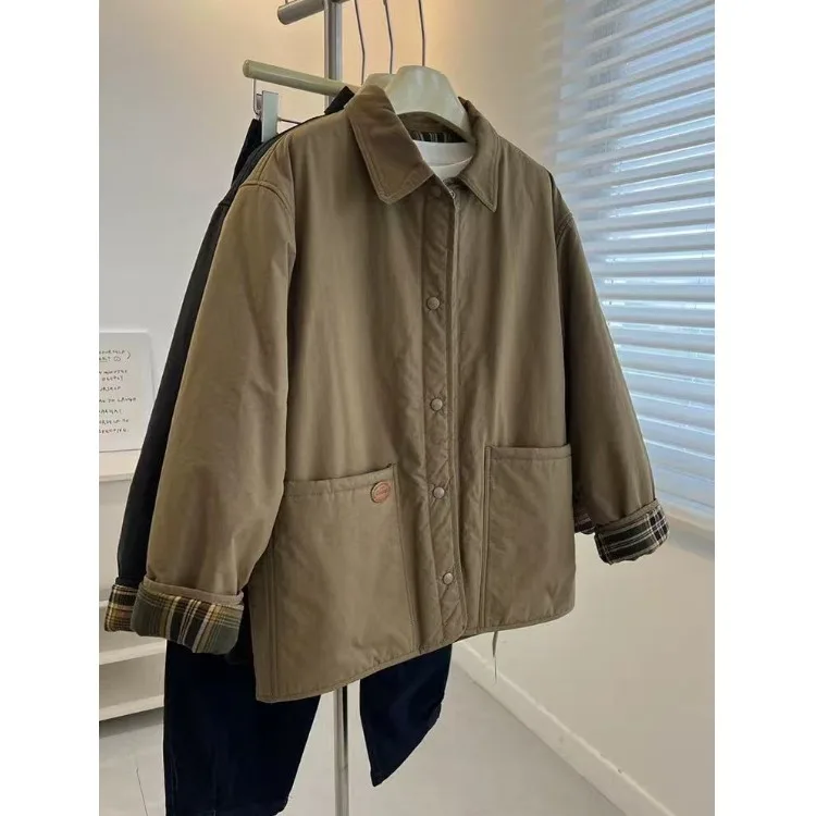 

Зимняя модная теплая хлопковая лоскутная куртка на одной пуговице, однотонный топ Quali, женская рабочая одежда, пальто