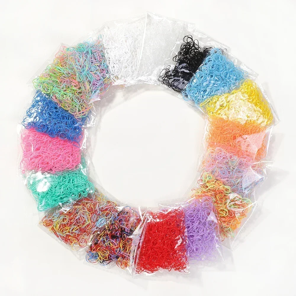 500Pcs/bag Girls Colourful Disposable Rubber Band Hair Ties Headband Children Ponytail Holder Bands Kids Hair Accessories