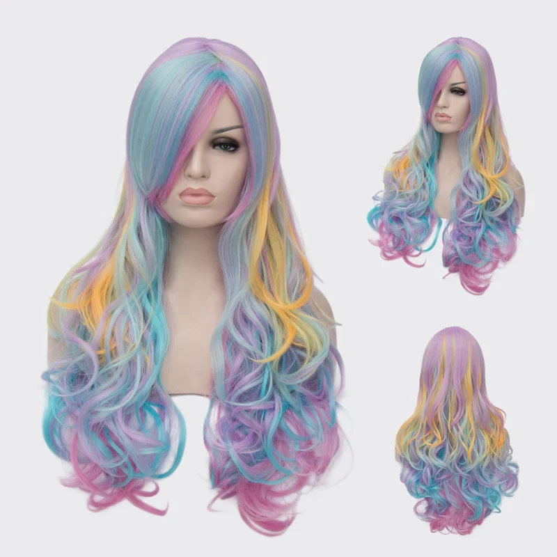 

Five-color Long Wavy Wig Synthetic Wig Ladies Cosplay Party Use Heat-Resistant Hair