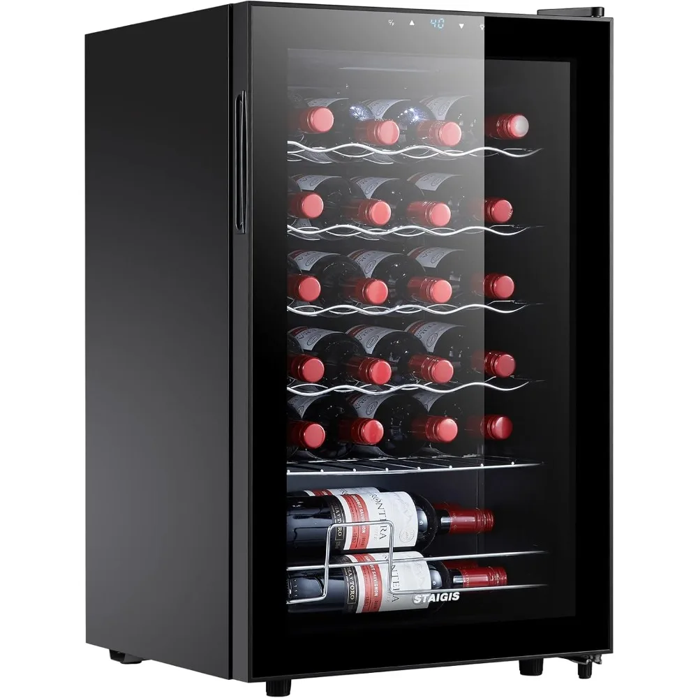 24 Bottle Compressor Wine Cooler Refrigerator, Small Freestanding Wine Fridge for Red, White and Champagne