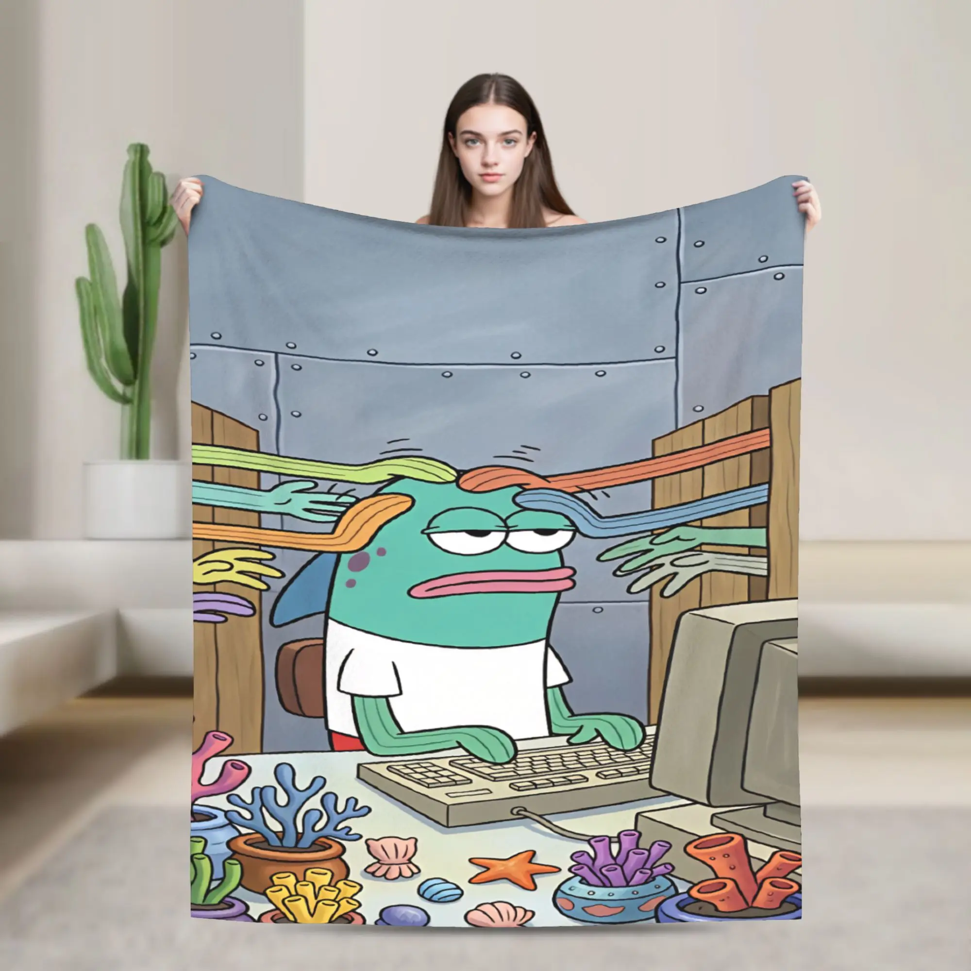 SpongeBobs Plankton  Blanket Quality Warm  Throw Blanket Winter Boy Girl Outdoor Street Trend Bedspread