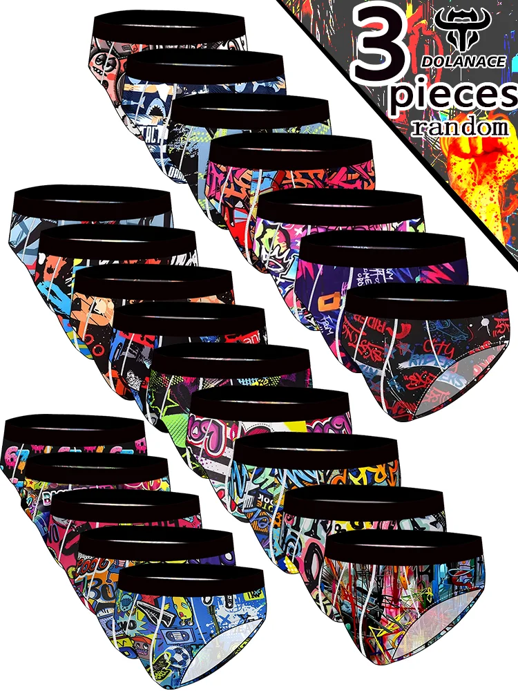 

Набор из 3 модных мужских боксеров: удобные, мягкие, стильные, с принтом, повседневные и универсальные мужские трусы.