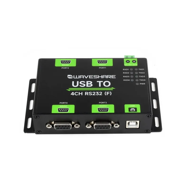 Waveshare Industrial Isolated USB To 4-Ch RS232 Converter, USB To Serial Adapter, Original FT4232HL Chip, Mac / Linux / Android