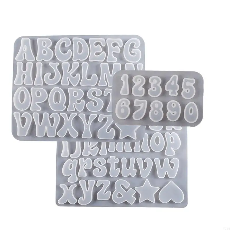 

77JB English Letter Number Pendant Silicone Mold DIY Epoxy Resin Mould
