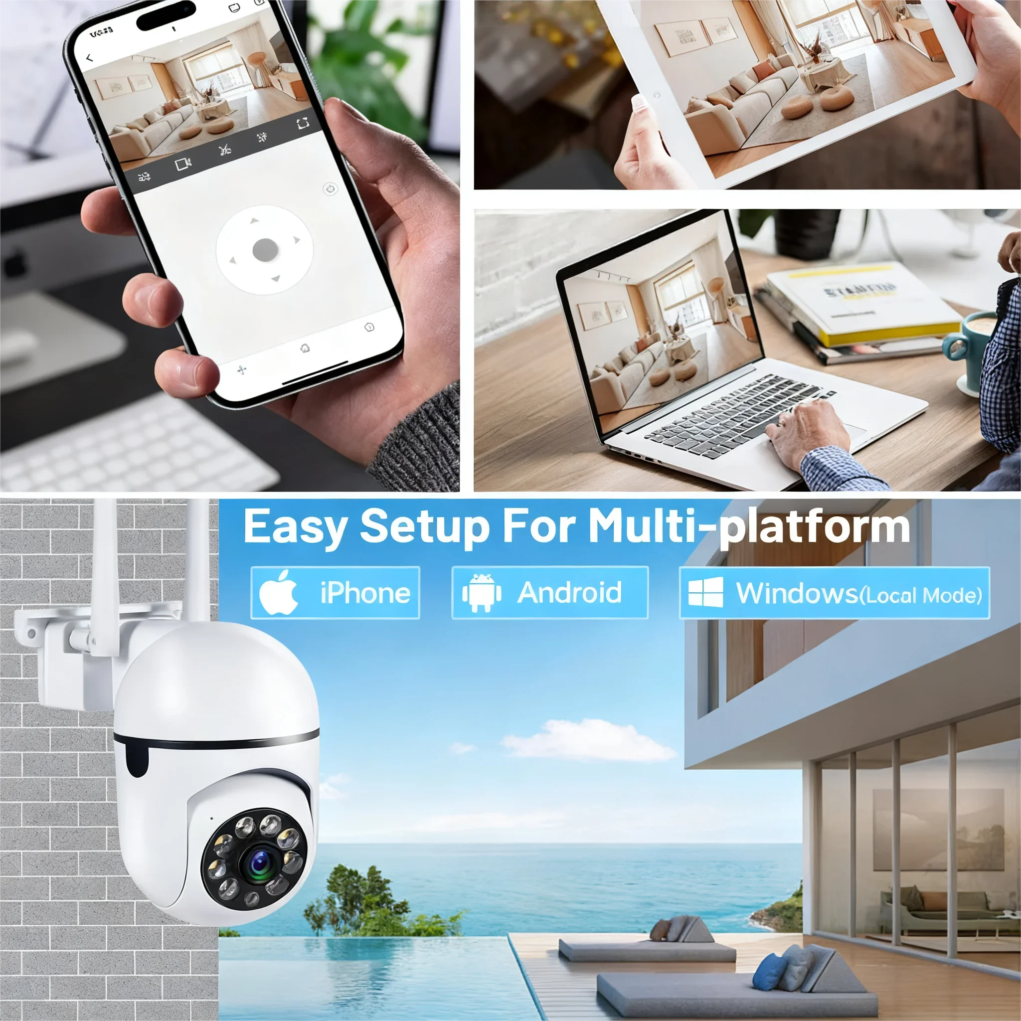 كاميرا مراقبة عموم/إمالة مع رؤية ليلية للتتبع البشري وتسجيل 24/7 تعمل مع Alexa وGoogle Home #5