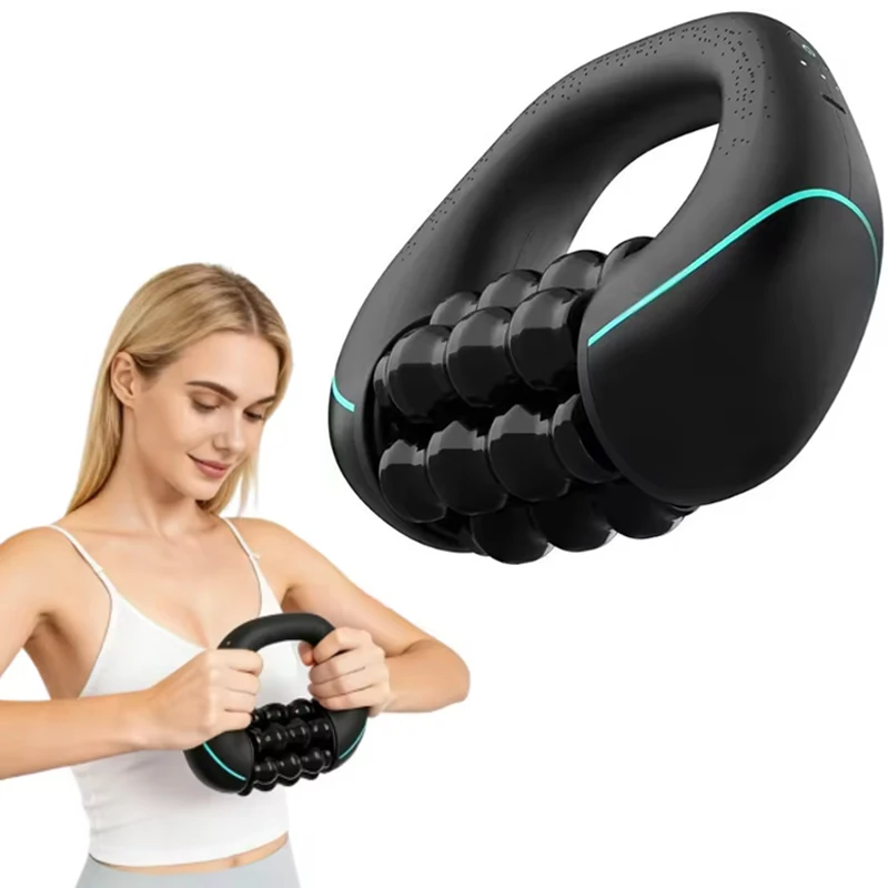 Electric Rolling Percussive Massager for Body Relaxing Handheld Deep Tissue Massage Tool for Runners Post‑run Muscle Recovery