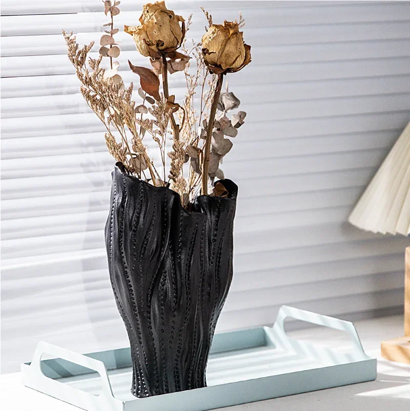 

Ceramic Vase, Modern Decoration, Pampas Grass Dried Flowers, Wave Seahorse Starfish Abstract Craftsmanship, Home Decoration