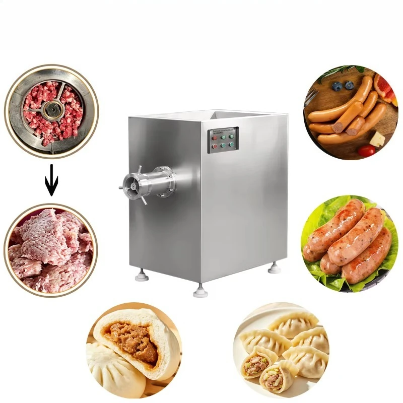New Industrial Automatic Electric Frozen Meat Grinder Machine 5.5kW Three Phase for Beef Pork Chicken Fish Vegetable Mincing