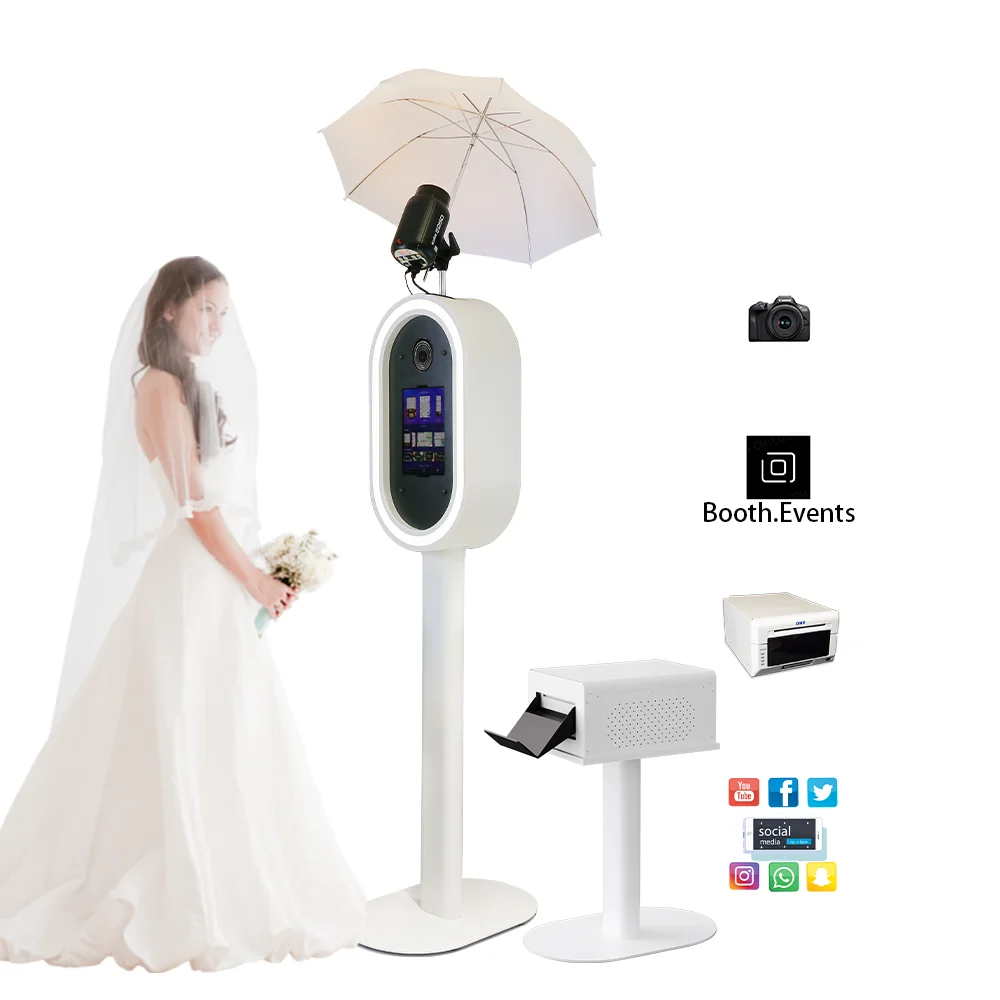 2025 Oval Dslr ipad Photo Booth With Acrylic Mirror Shell Selfie Photobooth case With Flight case Party Wedding Event