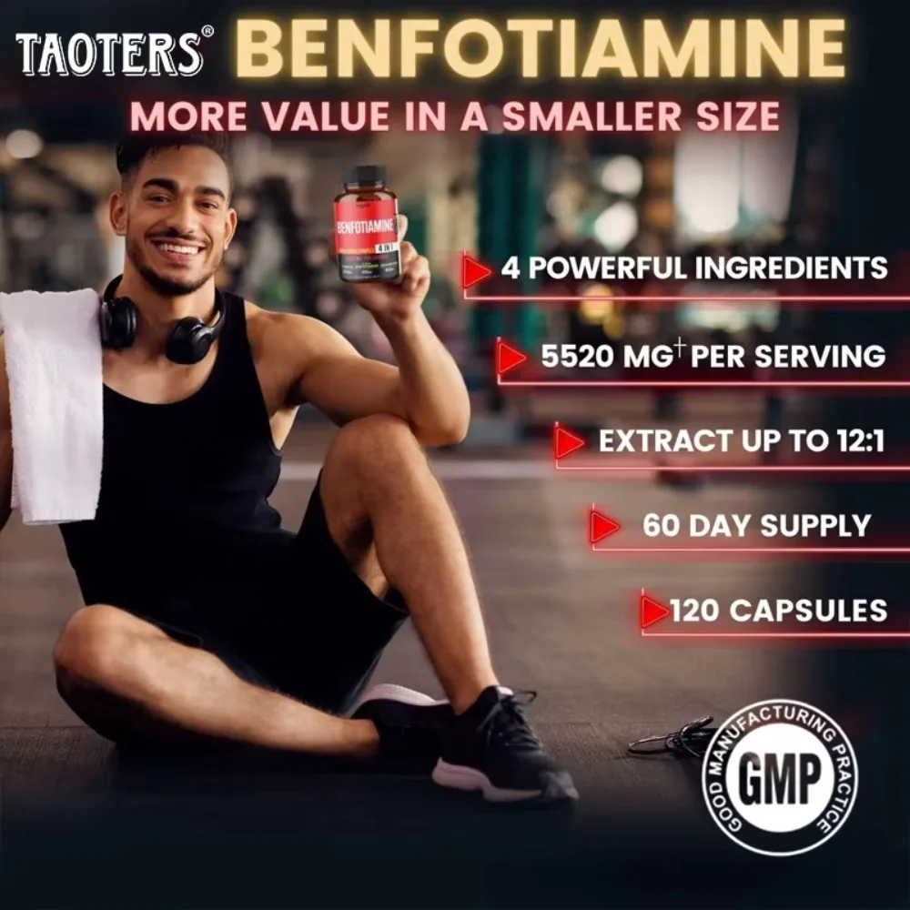 Daily Thiamine Supplement - Aids in Nervous System Function, Supports Muscle Function and Energy Support - 120 Capsules