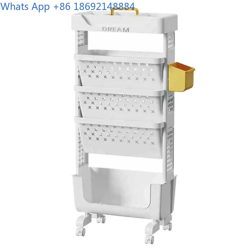 Plastic Mobile Rotating Bookshelf Student Book Picture Book Storage Rack Floor-standing Simple Household Bookcase
