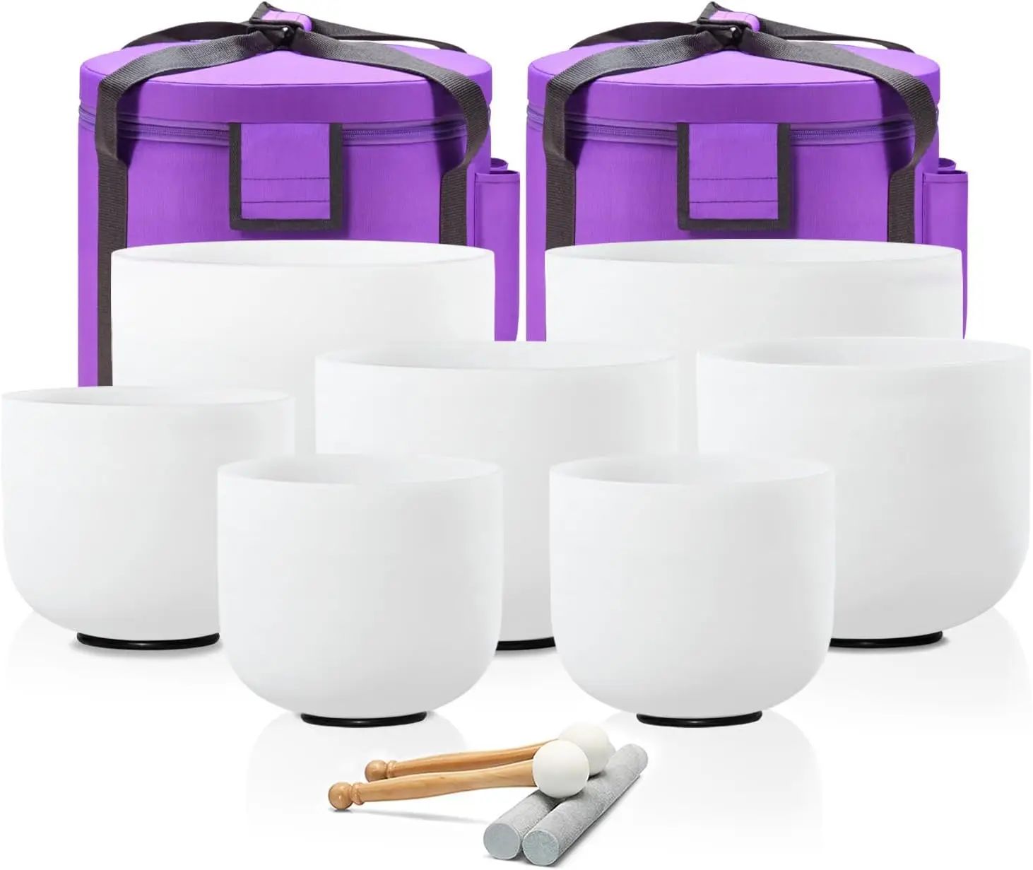Crystal Singing bowl Set of 7 for Sound Healing White 7